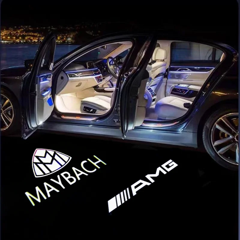 

2Pcs HD LED Light Car Door Projector Lamps Accessories For Mercedes Benz AMG A B C M ML GLA GLS E Class W176 W205 W166 W246 W212