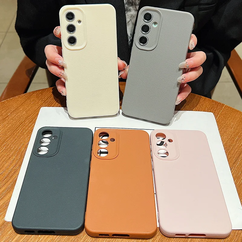 가죽 질감 소프트 TPU 케이스 삼성 갤럭시 S24 S23 FE S25 S22 울트라 A15 A16 A25 A34 A35 A56 A53 A54 A55 A26 5G 전화 커버