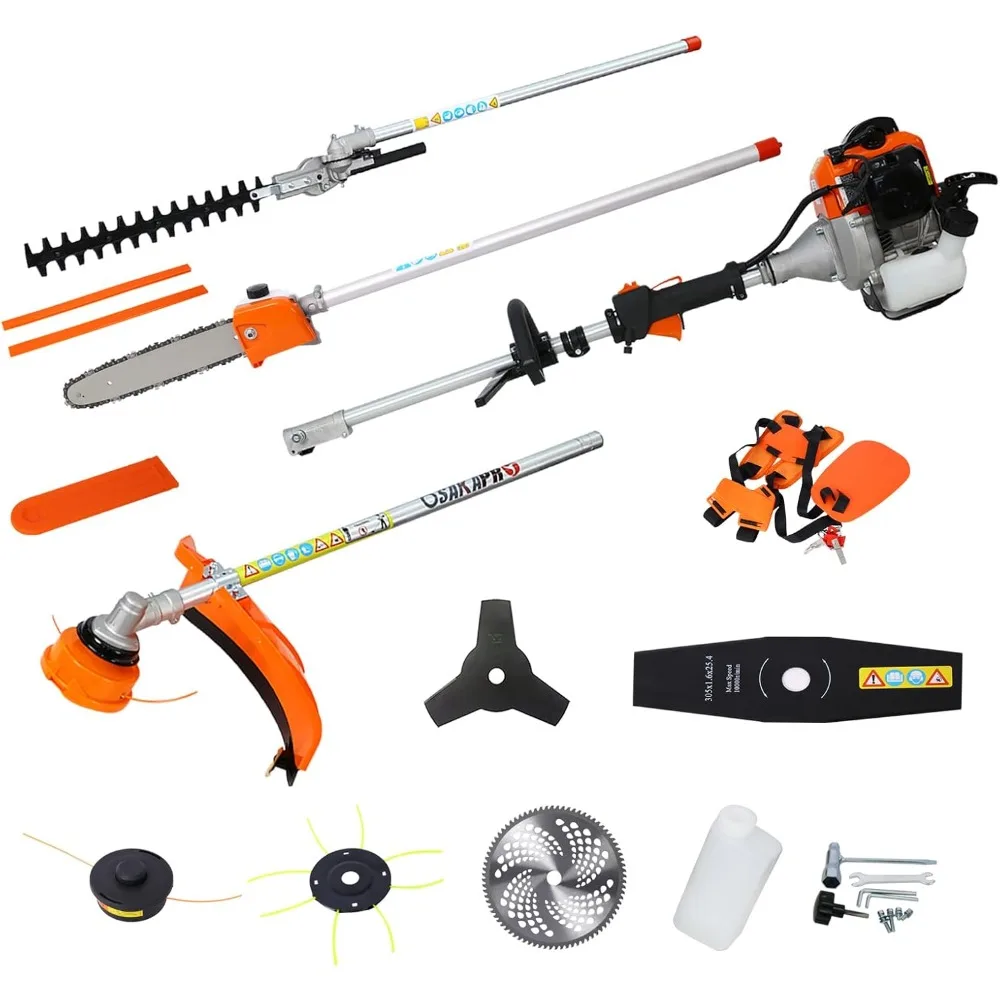 

56cc 2-Cycle Gas Multi-Trimmer | 8-in-1 String Trimmer w/Rotatable 40” Pole Saw, Weed Eater Weed Wacker, Brush Cutter & Hedge Tr