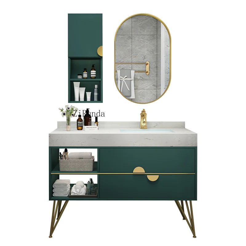 Retail solid wood cabinets ceramic bathroom vanity set