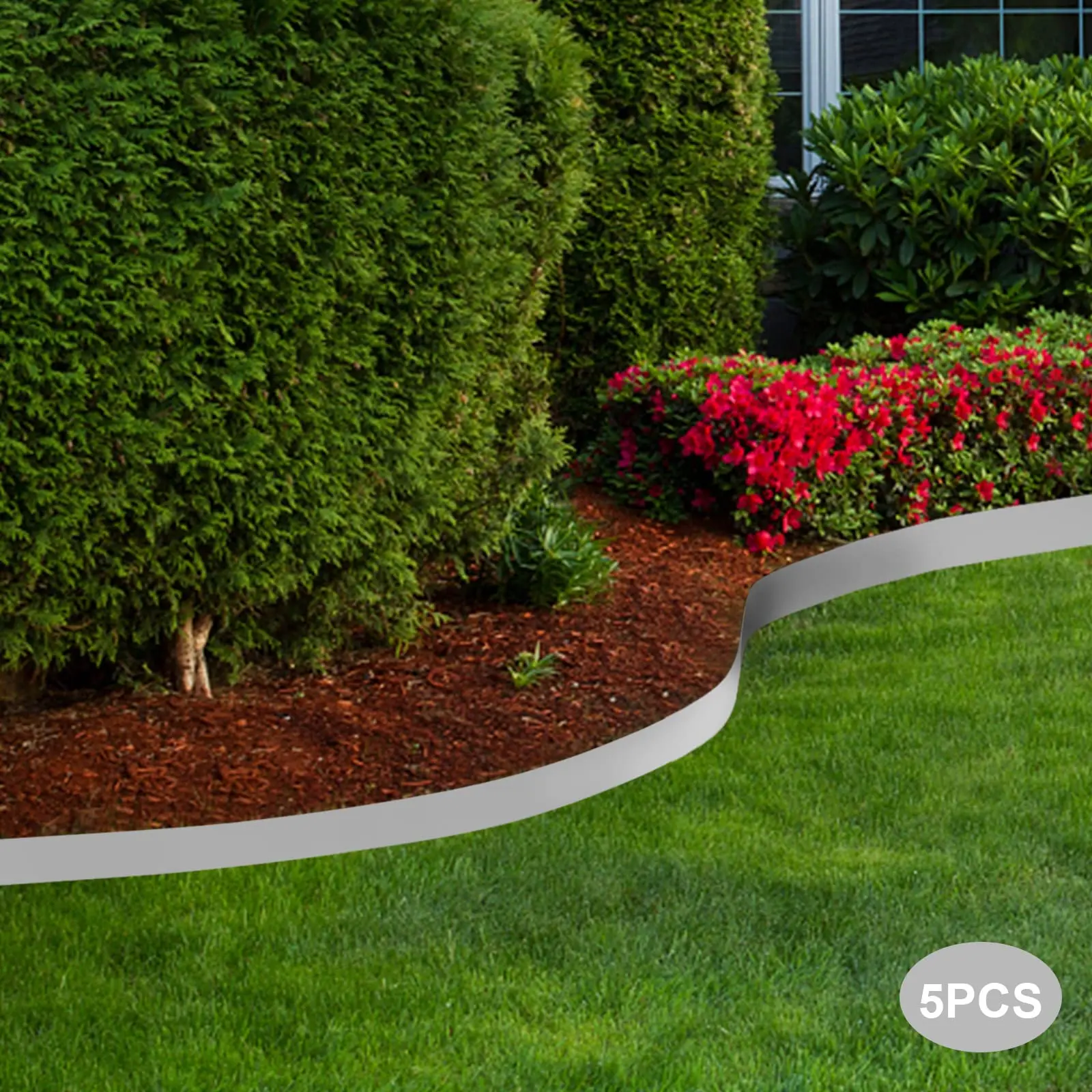 5 件 Steel Lawn Edging, Metal Landscape Edging, 3"X39" Garden Edging Border, 16.25 ft Length Landscaping Metal Edging, Flexible