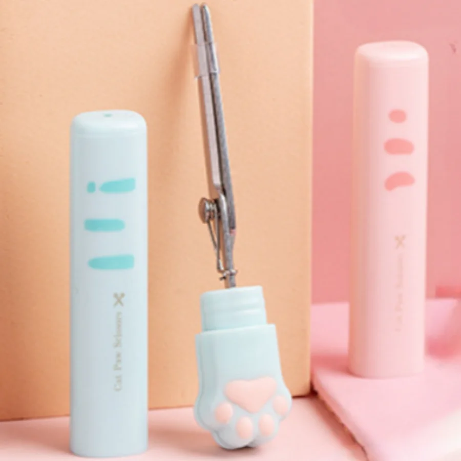 1PC Cute Cat Claw Portable Scissors, Creative Pen Ledger Tools, Gradient Stationery Scissors