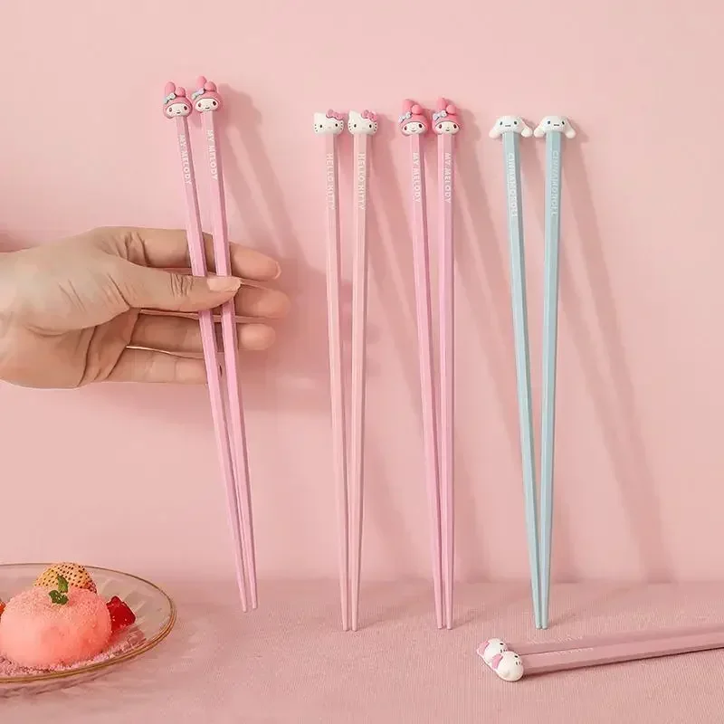 

Sanrio Hello Kitty Cinnamoroll My Melody Alloy Chopsticks Cute Cartoon Meal Tableware Chopsticks Lovely Gifts for Kids