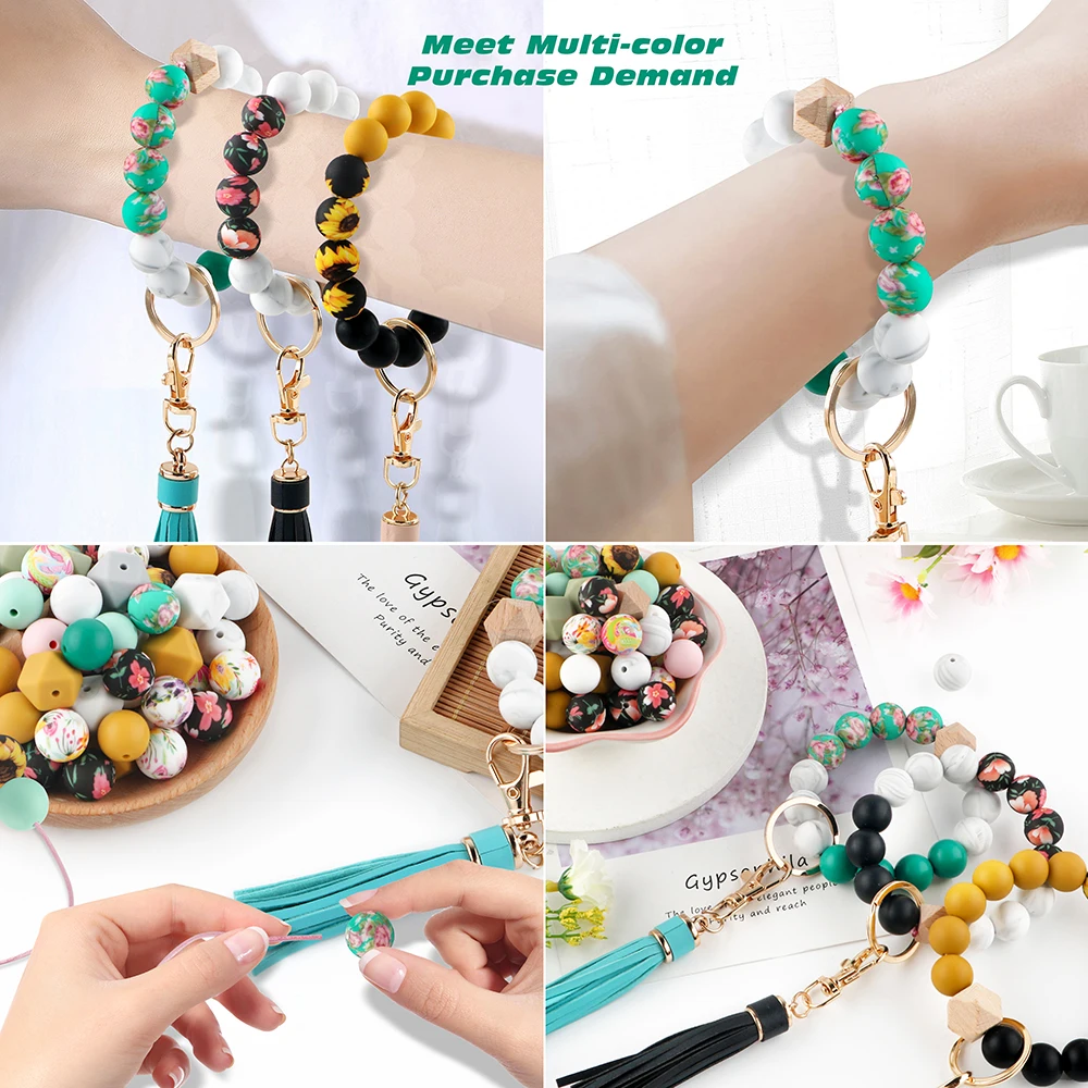 15MM Silicone Pattern Round Bead Spacer Beads for Jewelry Making DIY Handmade Keychain Necklace Bracelet Jewelry Accessories