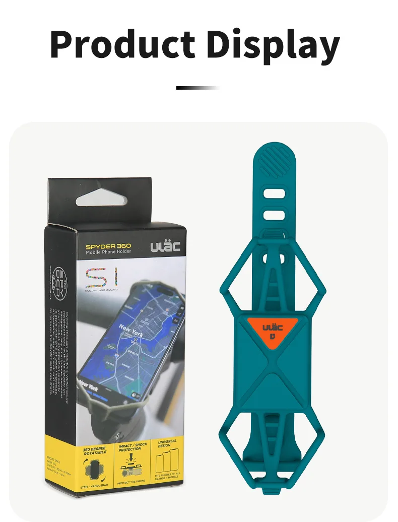 ULAC 360 ° Drehbarer Handyhalter für Fahrrad und Motorrad, sichere Halterung aus Silikon, Pull-Typ-Halterung für alle Handys. – Detail 15