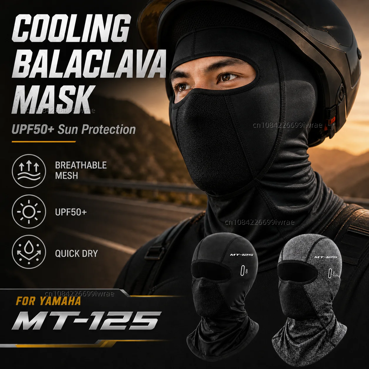 Cooling Motorcycle Balaclava Mask UPF50+ UV Protection Breathable Face Cover Summer For Yamaha MT-125 MT125 MT 125 2015-2021