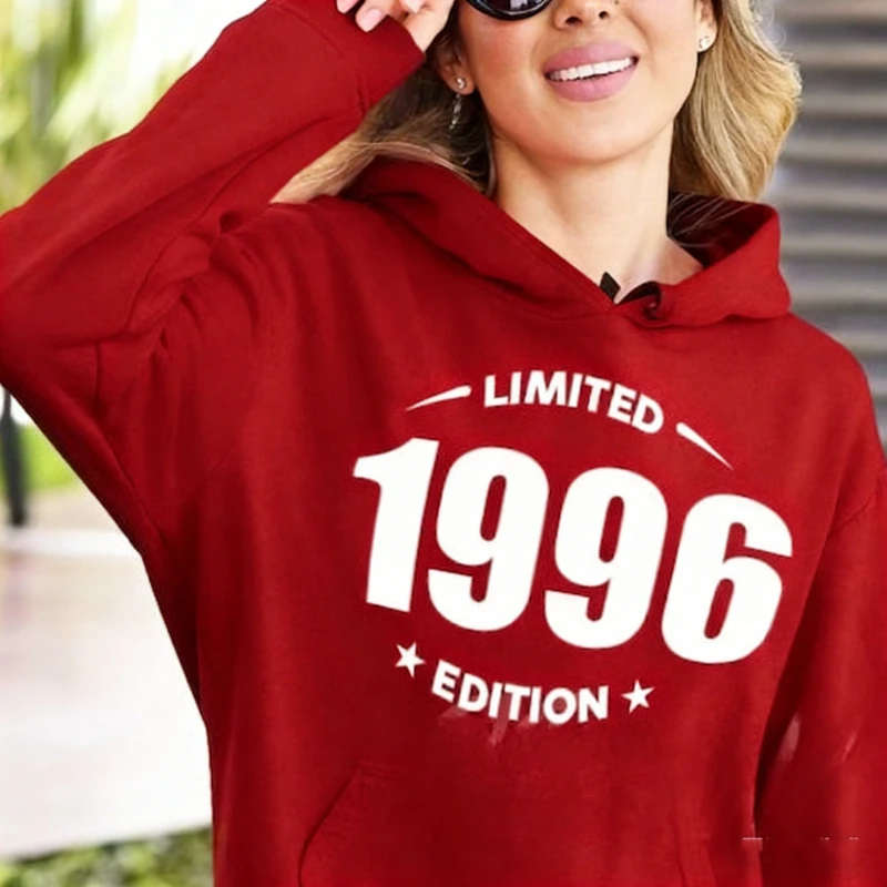 26번째 생일 매칭 후드티 선물 한정판 1996 가을 겨울 스웨트셔츠 긴팔 따뜻하게 유지 성인용 풀오버