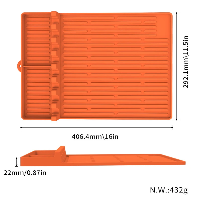 LMETJMA Large Silicone Griddle Tools Mat for Blackstone Heat Resistant Spatula Mat with Drip Pad BBQ Grill Tool Rest Mat JT485