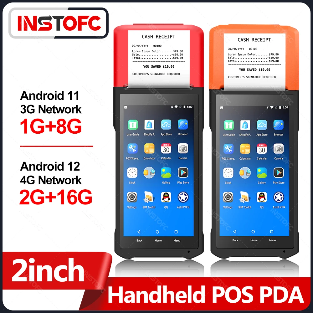 

Портативный POS Android 11/12 КПК с 58-миллиметровым чековым принтером 1D 2D QR-камера Считыватель КПК с поддержкой 3G/4G WiFi 5,5 дюймов