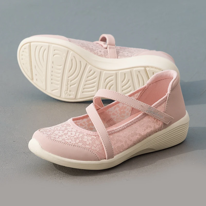 Skechers Zapatillas de deporte para mujer Mary Jane Trendy Fashion Zapatos casuales sin cordones transpirables 159376-Ros