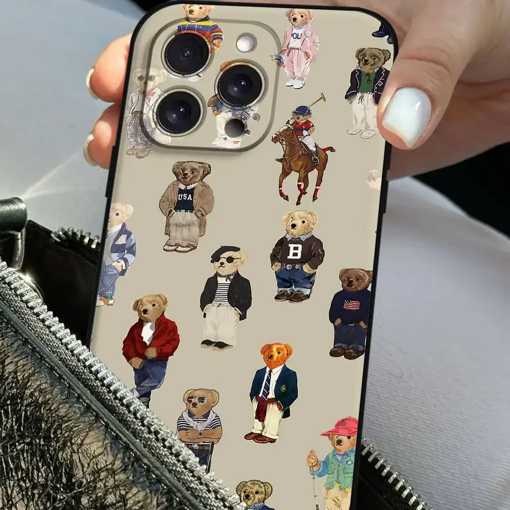 Fashion Teddy Bear Phone Case For iPhone 17 16 15 11 12 14 13 Pro Max Mini XS XR 7 Plus 17E Air Shockproof Silicone Cover Fundas view 6