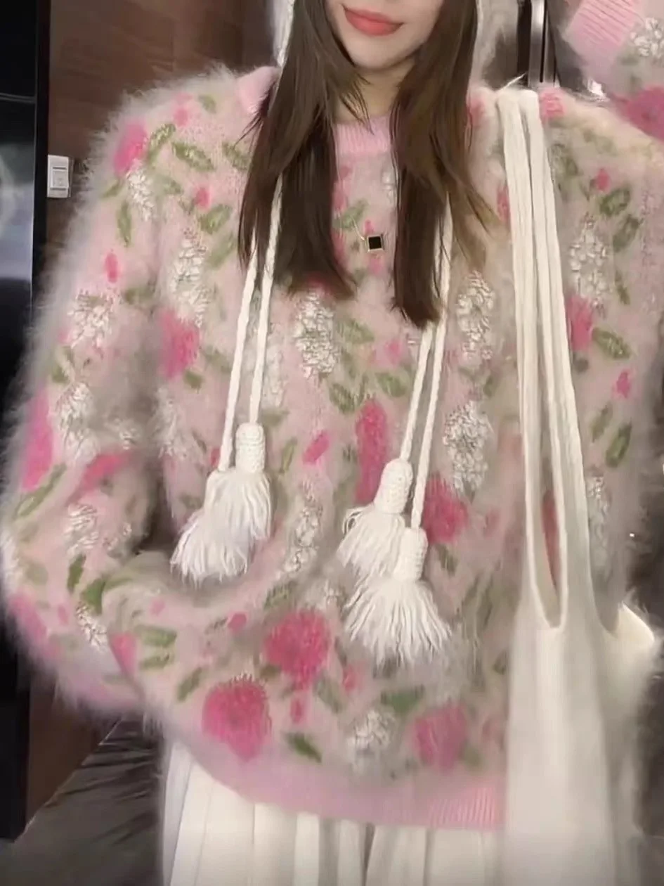 

Brushed winter new 100% pure cashmere Mao Jinxiu brushed sweater women plus size