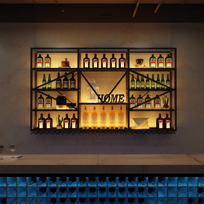 Hot Selling Wine Creative Light Luxury Wall Hanging Display Rack Clear Bar Bar Wall Hanging Wine Rack Wine Cabinet