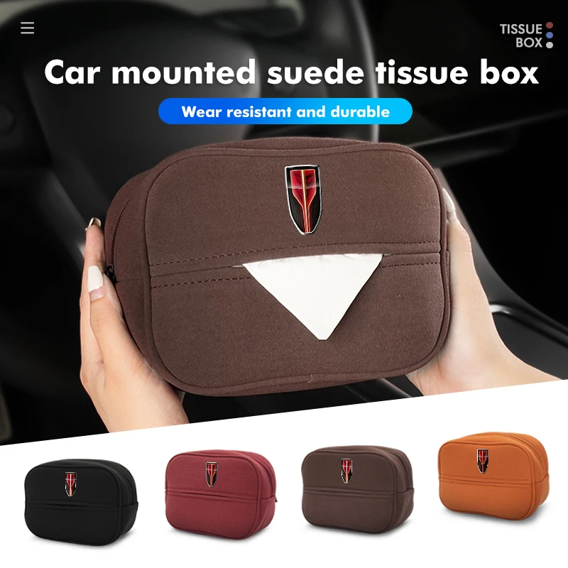 Car Suede Tissue Holder Universal Auto Mounted Tissue Box For Hong Qi Red Flag H5 FAW Red Flag HS5 HS7 H5 H7 H9 2018-2022