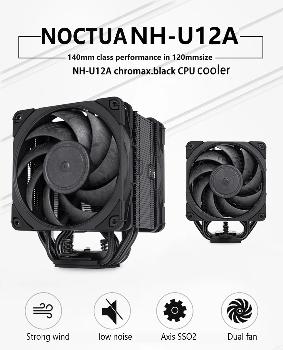 Noctua NF-F12 PWM Chromax.black.swap - Ventilateur Silencieux 120mm Haut De Gamme 4 Broches Noir
