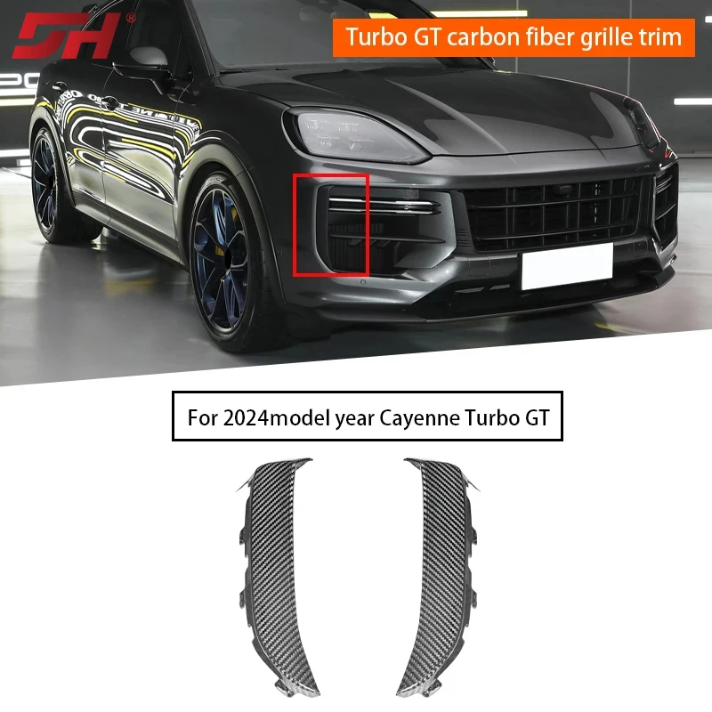 

Dry Carbon Fiber Replacement Turbo GT Front Bumper Grille Trim for Porsche Cayenne 9Y0.2 2024-UP