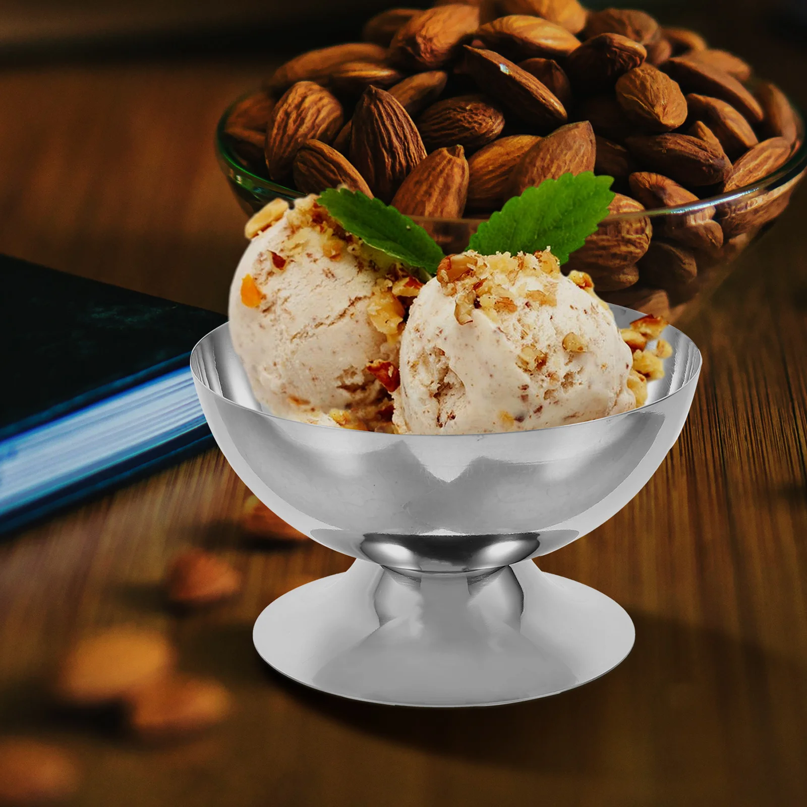 

Stainless Steel Ice Cream Cups Dessert Bowls Short Footed Bowl Yogurt Jelly Snack Home Café Restaurant Bar