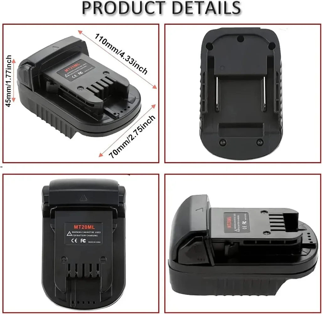 MT20ML Battery Adapter for Makita 18V/20V BL1830 BL1840 BL1860 BL1815 Li-Ion Battery,Converter Adapter for Milwaukee M&18 Tools