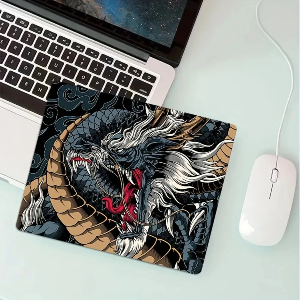 Fierce Dragon Art Mouse Pad, Non-Slip Desk Mat with Asian Style for Gamers, Office, and Home