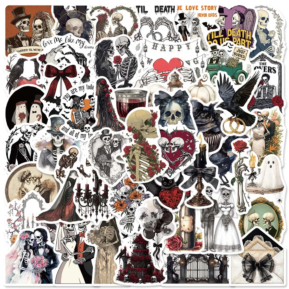 50 Stück Halloween-Hochzeitsaufkleber Gruselige Dekorationen für Partys, Geschenkboxen, Kerzenhalter, Pflanzentöpfe, Uhren, Oberflächen, Mülleimer
