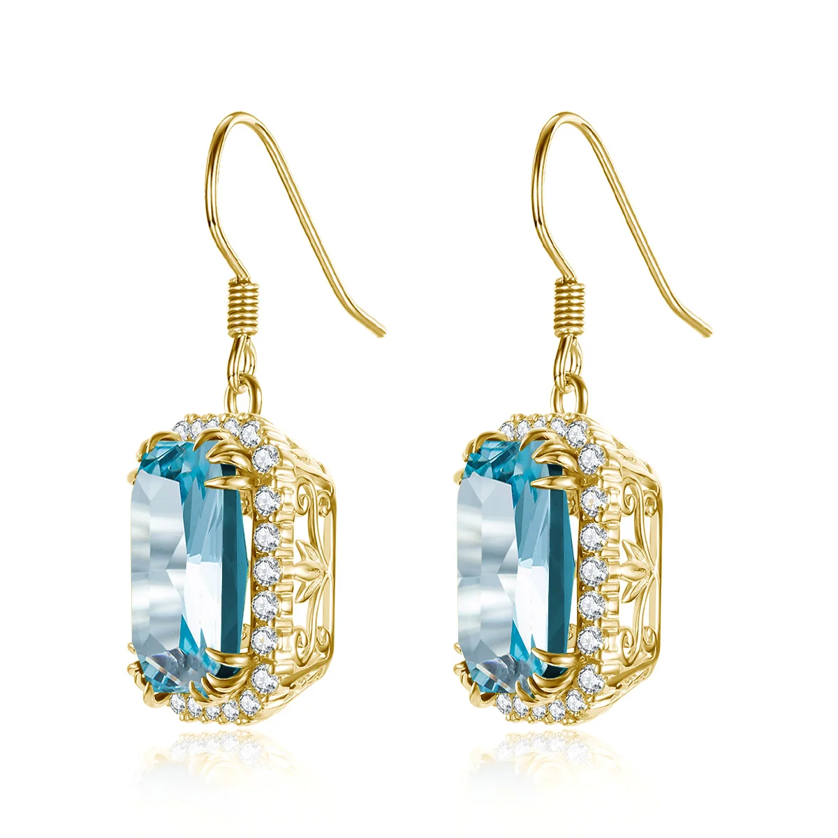 

14K Gold Filled Vintage Aquamarine Drop Earrings for Women Real Gold Filled Hook Earring for Party Banquet Luxury Jewelry