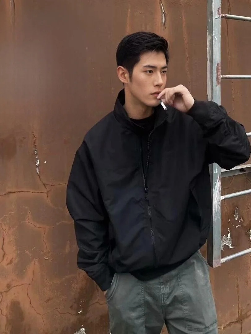 

American Sle Men's Spring Autumn High Street Cool Sun Protection Tee-Proof Stand Collar Outdoor Workwear Flight Jaet