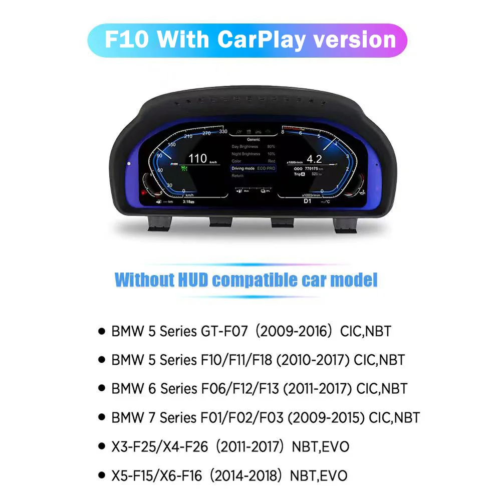 12,3'' Digitaal Dashboard voor BMW F07 F10 F11 F06 F12 F13 F01 F02 F03 LCD Dashboard Paneel Snelheidsmeter Virtuele Cockpit Instrument