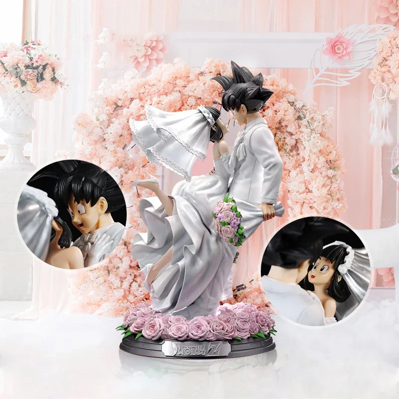 

Anime Dragon Ball Figure Son Goku Chichi White Wedding Dress Action Figures Statue Collect Ornament Model Desk Decor Toy Gift