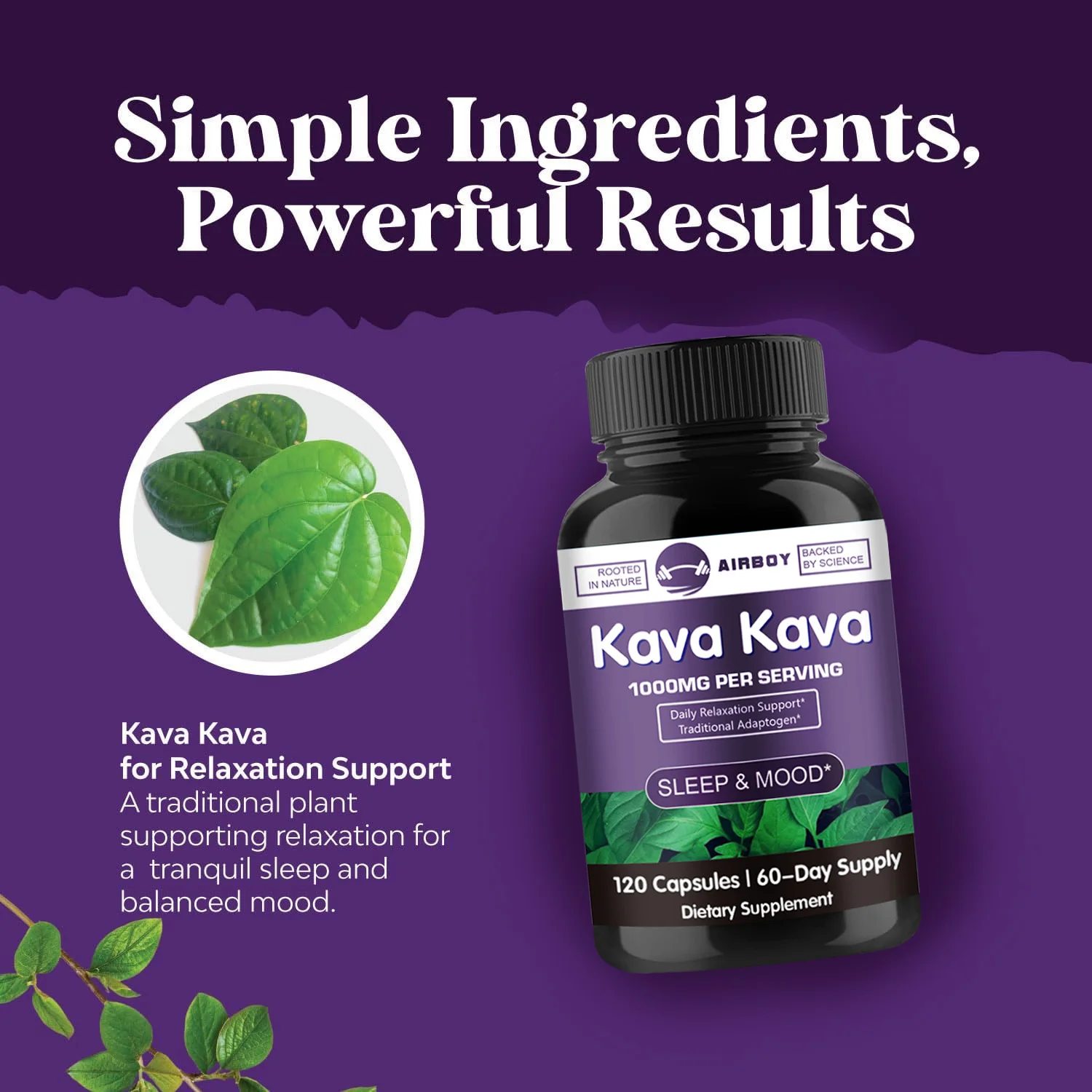 Kava Kava 1000mg - Improve Mood, Relieve Stress, Sleep Supplement, Relax Your Mind