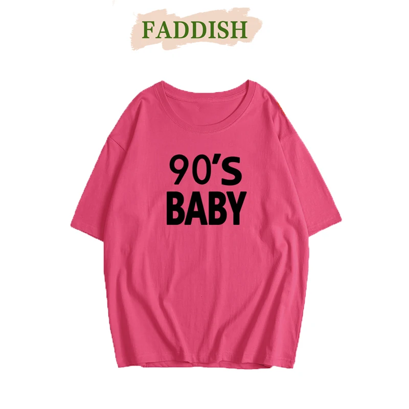 FADDISH 2024 Summer Women Fashion Loose Letter Printed T-Shirts Female Casual Round Neck Short Sleeve Tops Tees