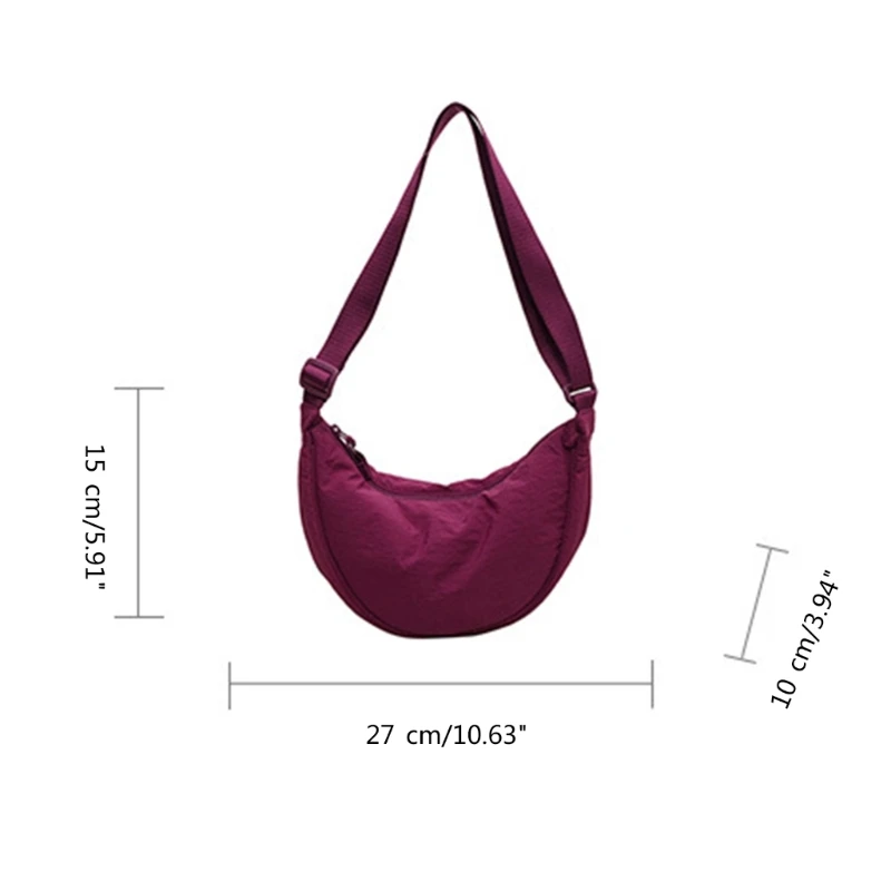 Bolsa ombro sólida durável para mulheres, bolsa tipo estilingue nylon leve elegante