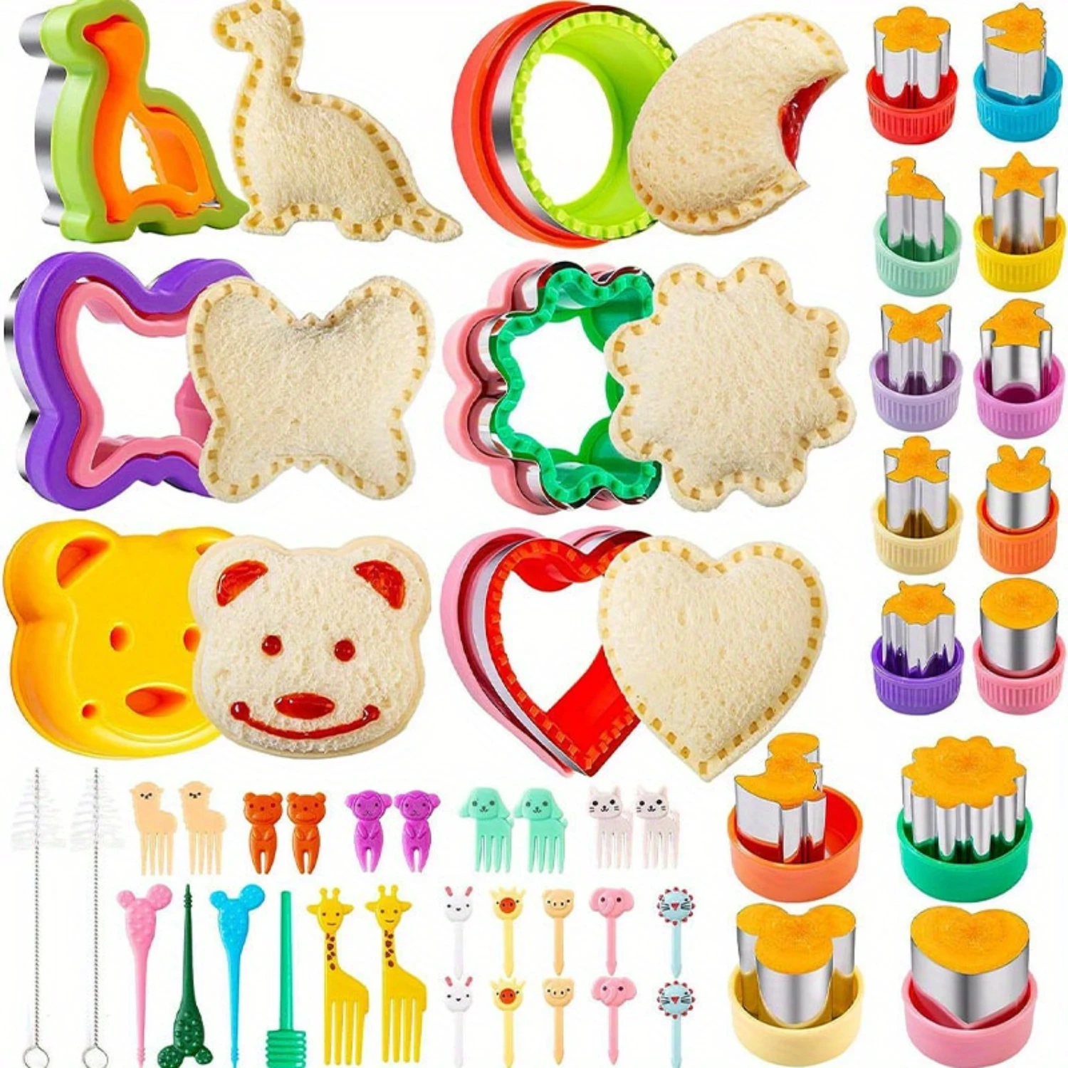 

48pcs Sandwich Cutter Sealant Decruster Crimpers Metal Bread Vegetable Cookie Cutters Shapes Making Sandwiches Heart