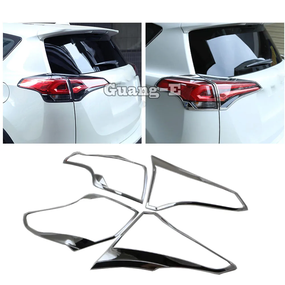 

Car Eyebrow Body Rear Tail Back Light Lamp Frame Stick Chrome ABS Cover Trim 4PCs For Toyota RAV4 2014 2015 2016 2017 2018