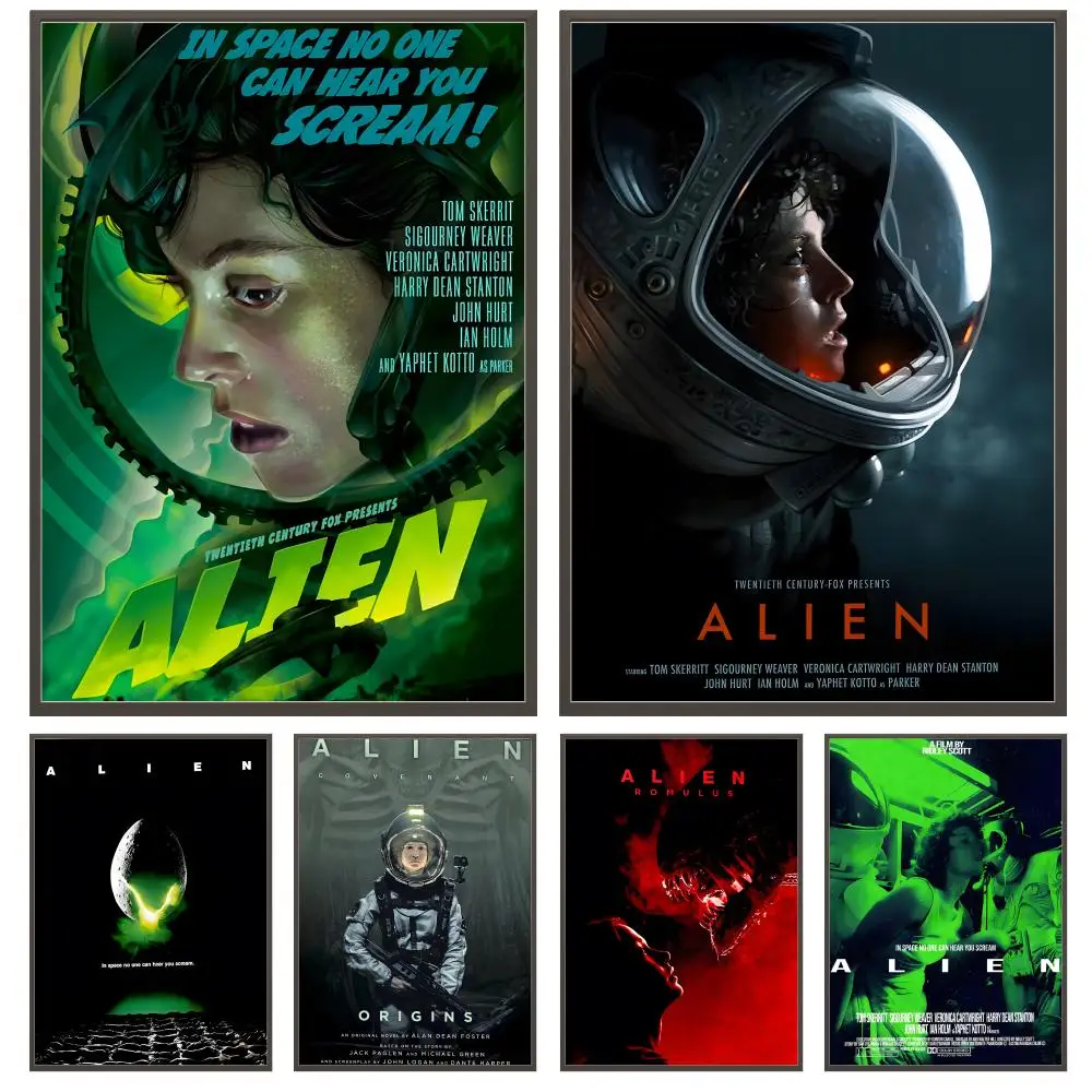 Horror Movie Alien Poster Versatile HD Waterproof Wall Art Self-Adhesive Decor for Any Space Ideal Gift