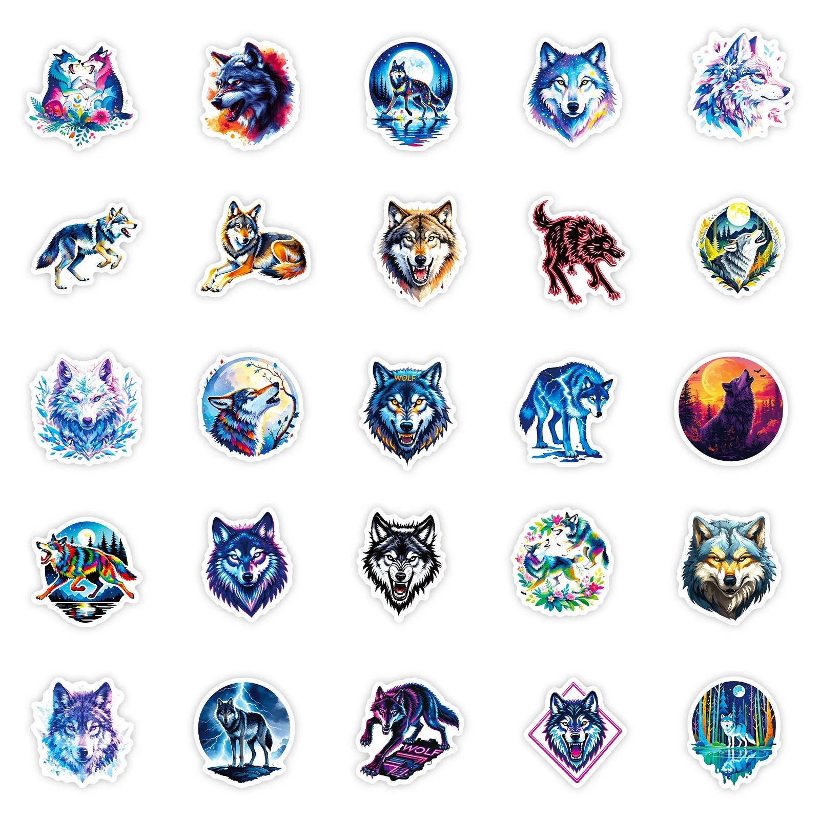 10/56 Uds. Pegatinas de animales de lobo fresco, decoración artística de PVC impermeable estética, taza de agua para ordenador portátil, pegatina para teléfono y portátil, juguete para niños