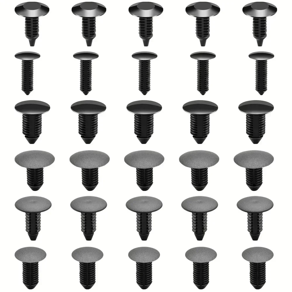 30pcs Car Fender Bumper Push Pin Clip Black Universal Rivet Plastic Snap Tools Screw Clips Fastener