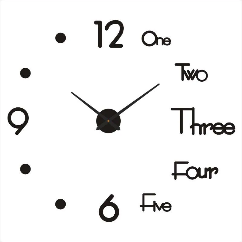 Big Timepiece Large 3D DIY Wall Clock Huge Acrylic Mirror Clocks Frameless Home Decoration for Living Room Bedroom Wall Decor