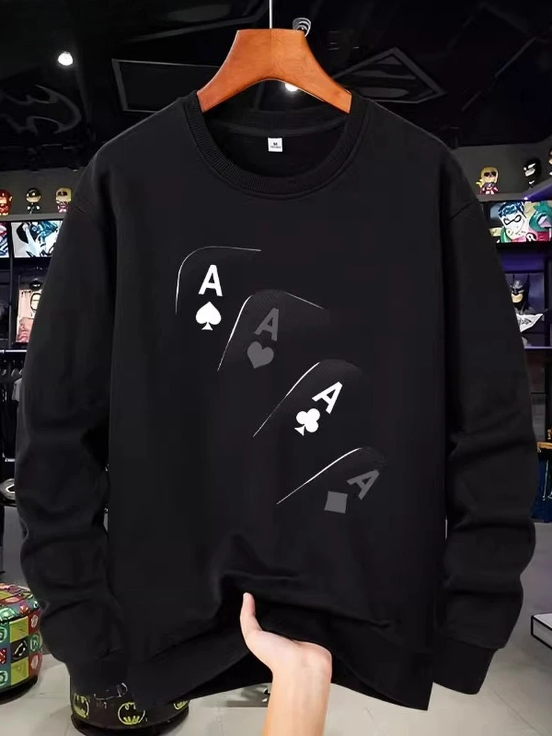 

Ace of Spades Print 2025 Autumn and Winter Round-neck Hoodie High-end Luxury Is for Both Men and Women Top Y2k