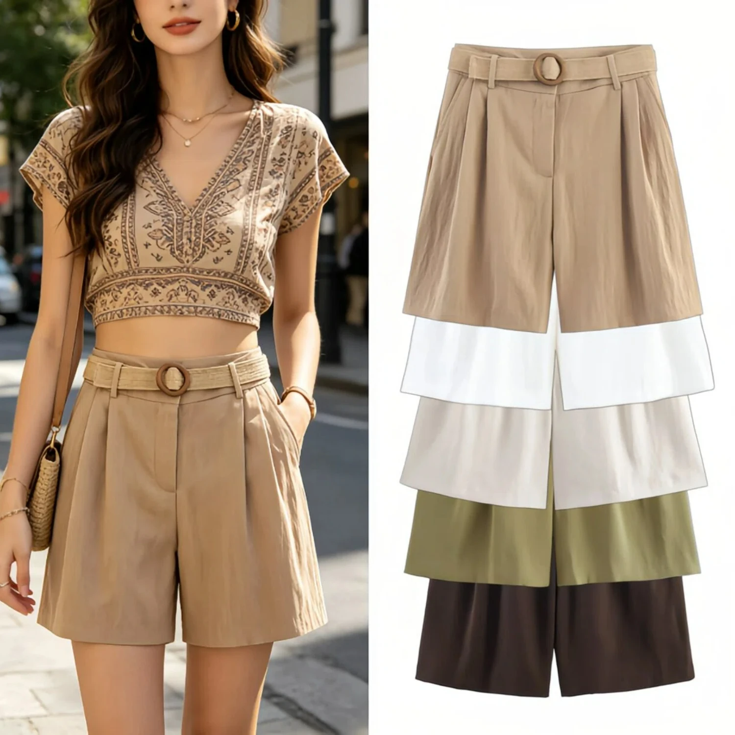

Hot Sale 2026 Summer New Women Wide Leg Shorts Loose High Waist Shorts Streetwear Young Schoolgirls Casual Short Pants