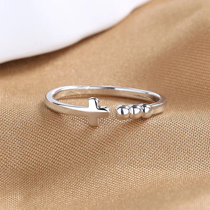 

Dawn's Jewel Japanese And Korean Fashion Simple Circle Cross Ring Female Ins Opening Adjustable Slim New 925 Silver Jewelry