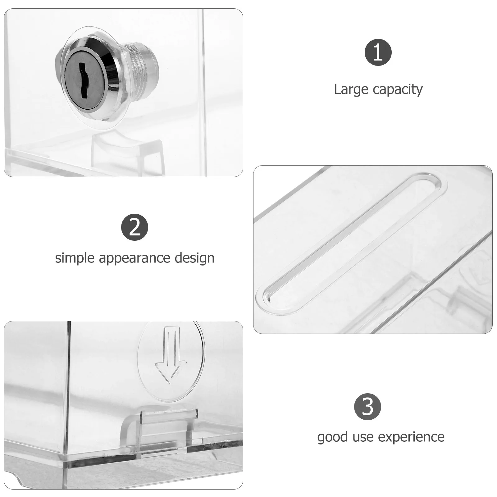 صندوق الأعمال الاكريليك سعة كبيرة منظم سطح المكتب قفل تصميم مكتب ملحق حامل البطاقة حقيبة للتخزين ل