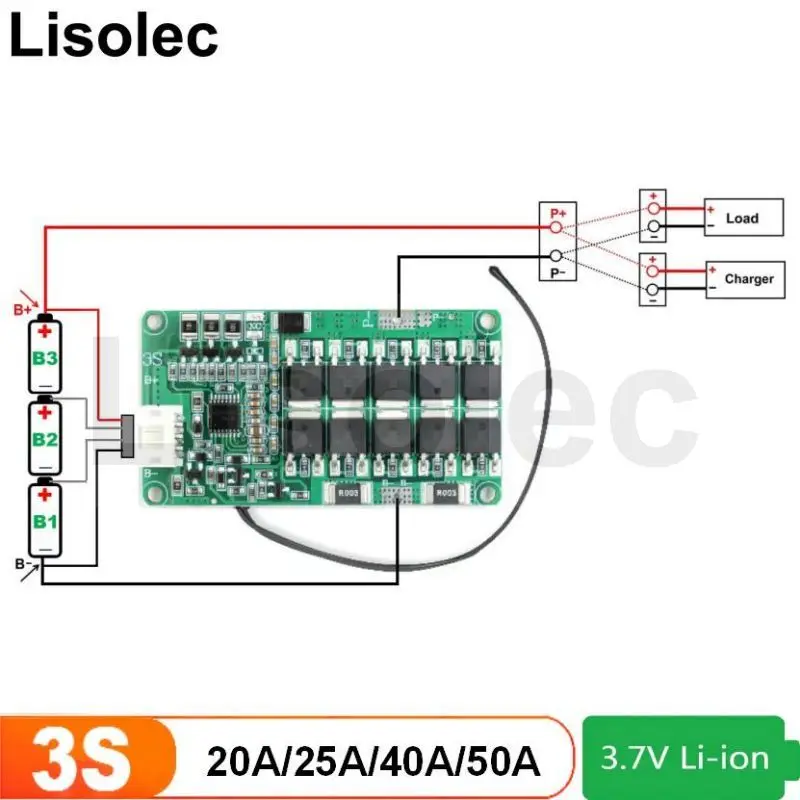 Balanced BMS 3S 12V Protection Board 11.1V 18650 21700 Li-ion Lithium Battery 20A 25A 40A 50A Charge Discharge Plates with NTC