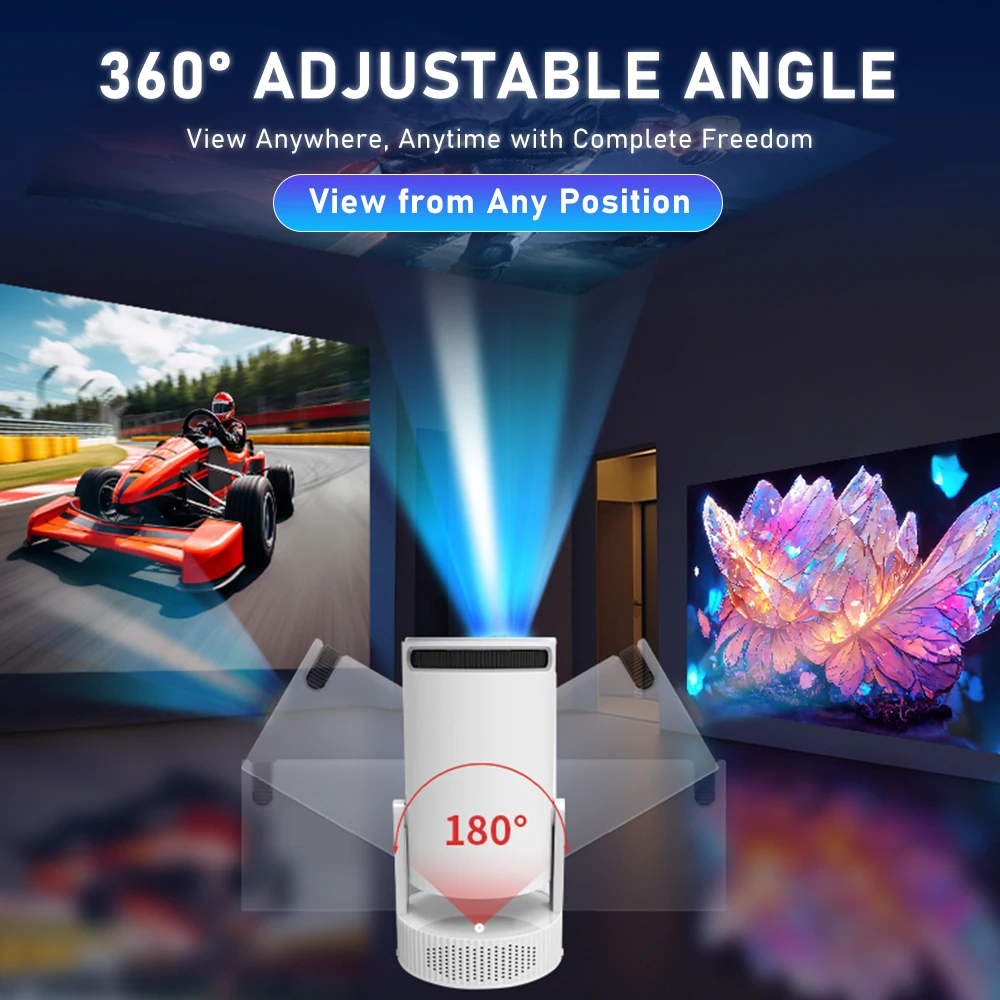 Salange HY300 Pro Max 8K Smart Projector Built-in Battery 1280*720P Android14 8000 Lumens WiFi6 BT5.4 Mobile Outdoor Home Cinema