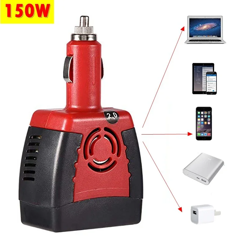 Plug & Play Car Inverter Cigarette Lighter Car Charger USB 12V DC To 220V AC Converter Adapter Car Converters 150W инвертор