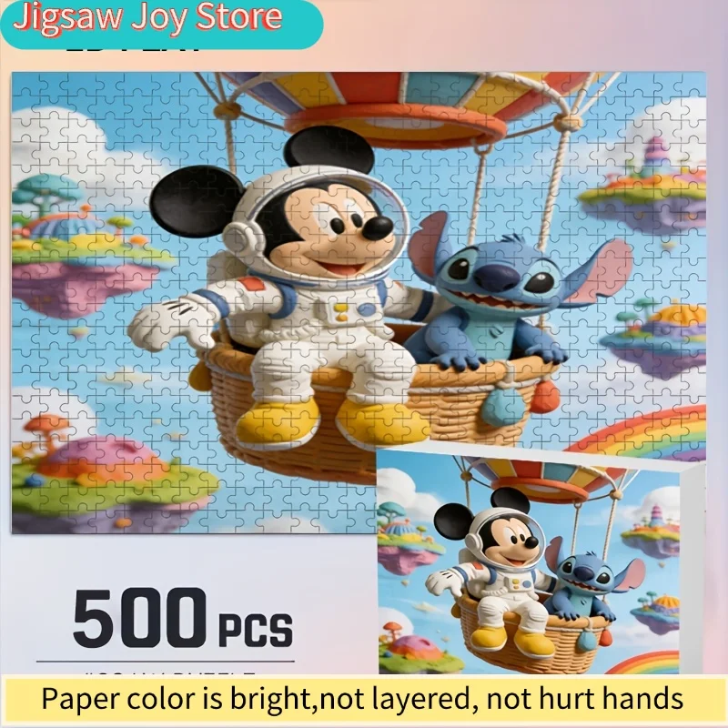 

Disney Stitch and Mickey Home Decor Print | 2D Flat Jigsaw Puzzle, Ideal for Adult Brain Teasers, Family Game Nights, Living