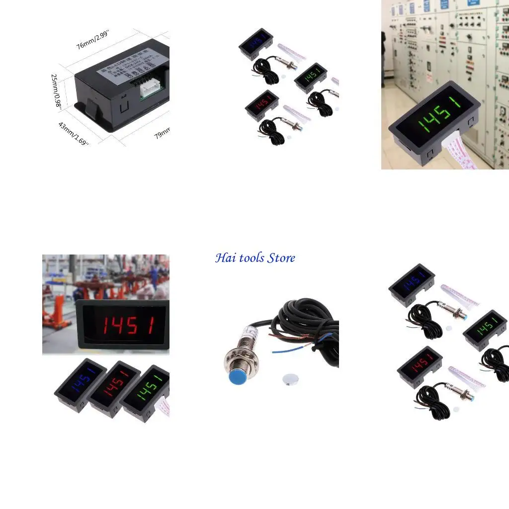 X37E 4 Digital Tachometer and Hall Proximity Switch for Lathe Mower Spring 10-9999RPM Anti-jamming- Capability