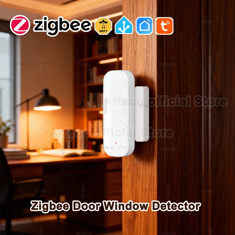 

Умный датчик Tuya Zigbee для дверей и окон, магнитный контакт, детектор открытия и закрытия, датчик охранной безопасности для дома, работает с Zigbee2MQTT