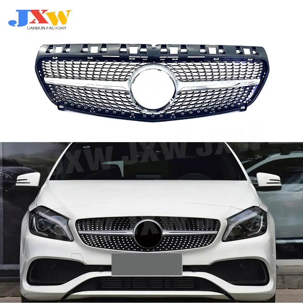 

ABS Silver Black Front Grille for Mercedes Benz A class W176 A45 AMG 2013-2018 Car Mesh Grills Car Styling