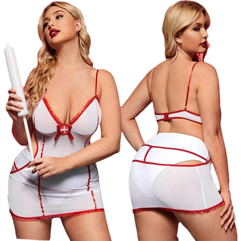 Women Bikini Summer Strappy Sexy Cutout Underwire Tassel Swimwear Retro Cosplay Nurse High Waist Adjustable Swimsuit
