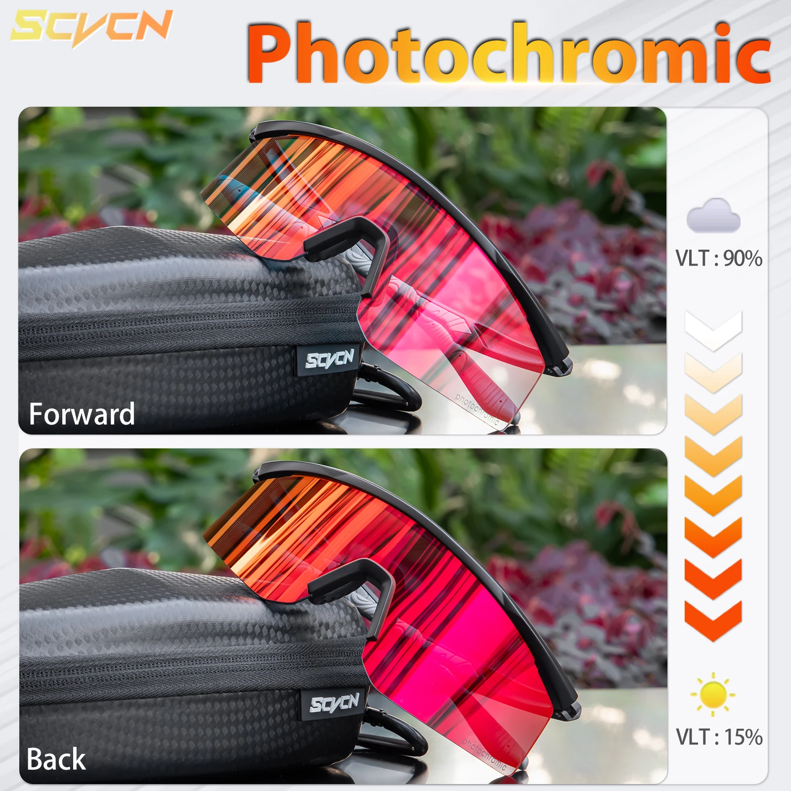 SCVCN Photochromic Cycling Glasses Cycling Sunglasses UV400 MTB Sports Eyewear Bicycle Goggles Bike Outdoor Cycling Equipment